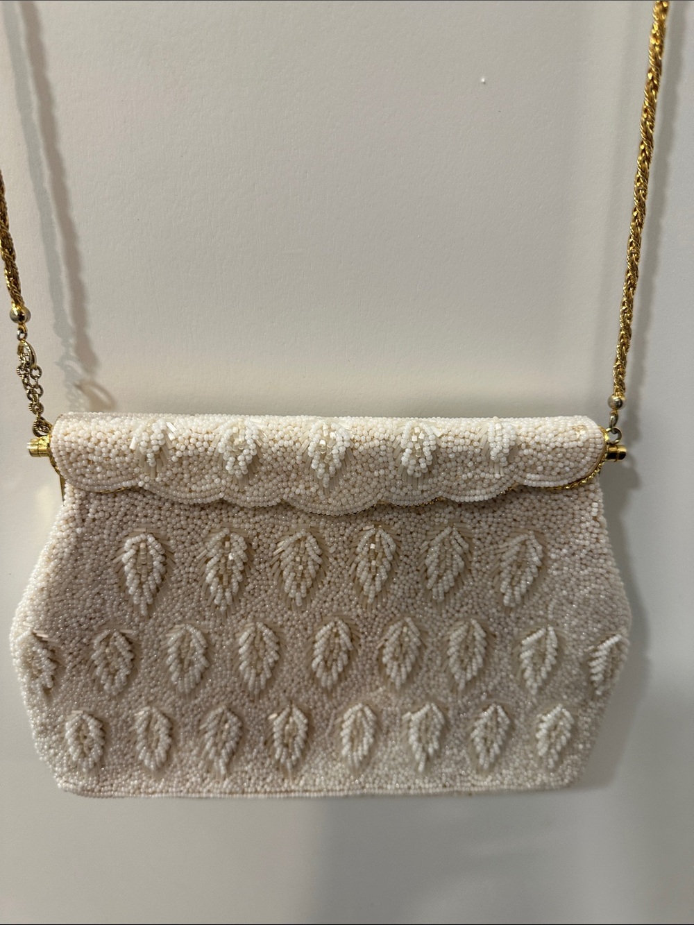 Vintage Ivory Beaded Shoulder Bag
